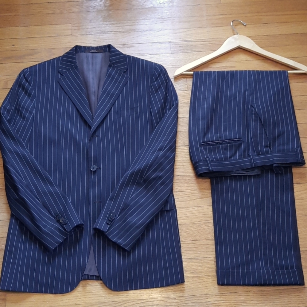 Joseph Abboud Profile Black Pinstripe Three Button Suit